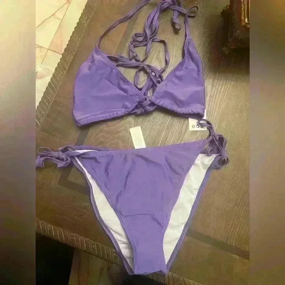 Boohoo NWT Basic Triangle Bikini Size 12 - Picture 4 of 7